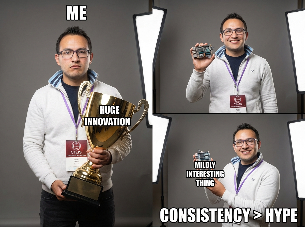 Meme placeholder: "building mildly interesting things"